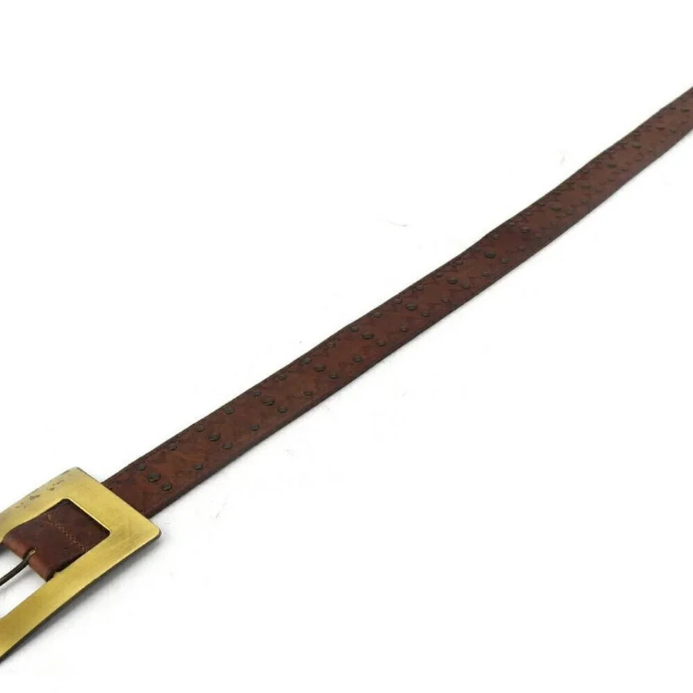 AUTH DOLCE & GABBANA belt Square Buckle Leather Gold Plated